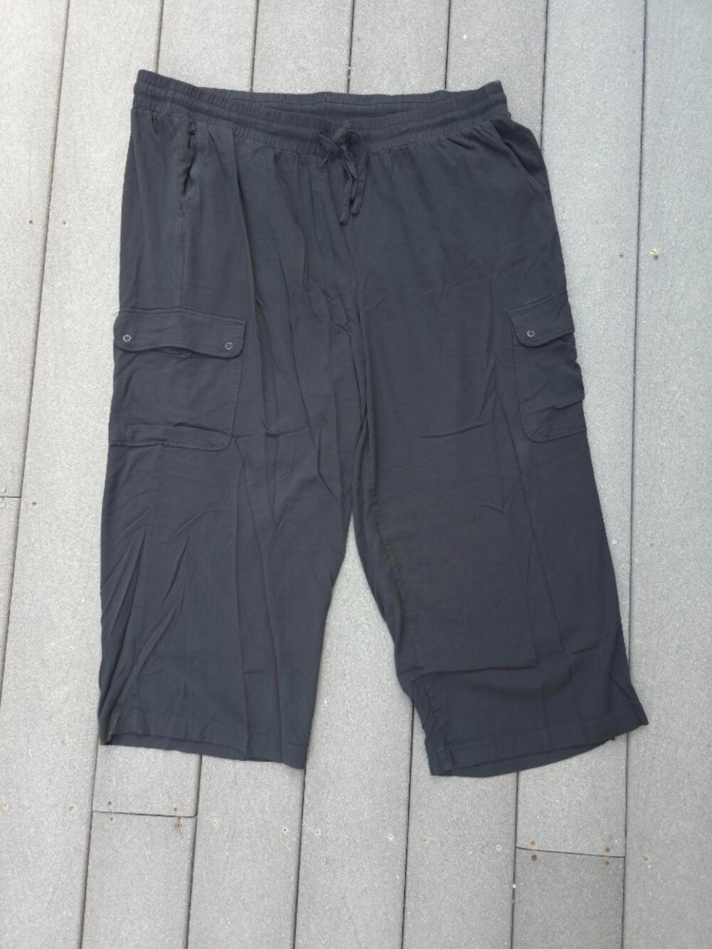 Black Cargo Wide-Leg Pants 3X
